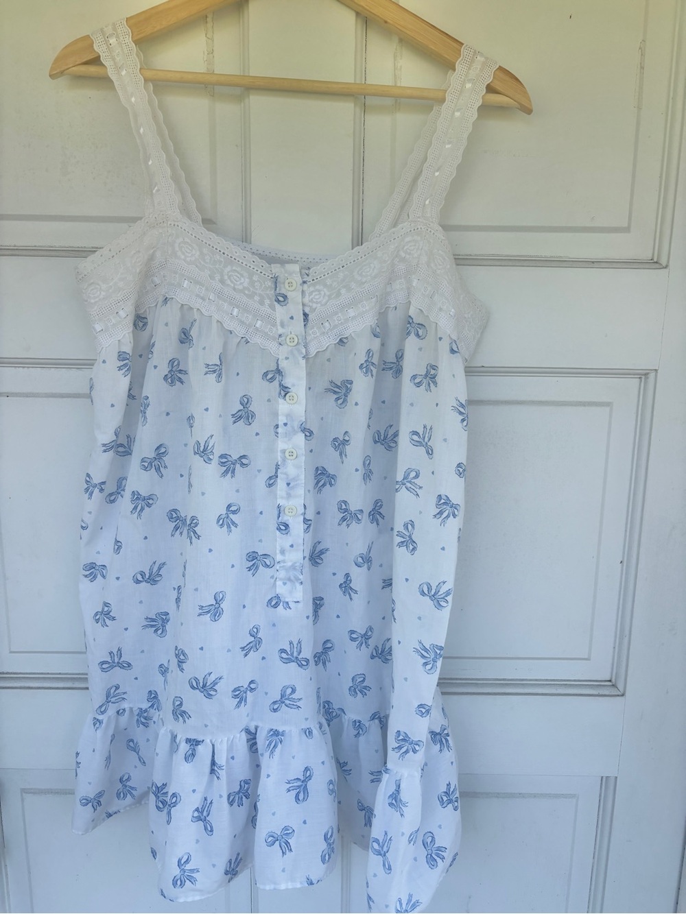 Vintage Willow Creek Blue Bow Lace Cottagecore Tradwife Coquette Nightgown M - Picture 2 of 12